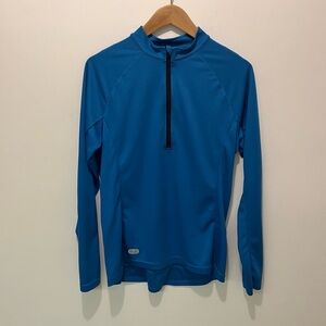 Blue Long Sleeve Athletic 1/4 Zip Jersey / Biking / Cycling Pockets on back